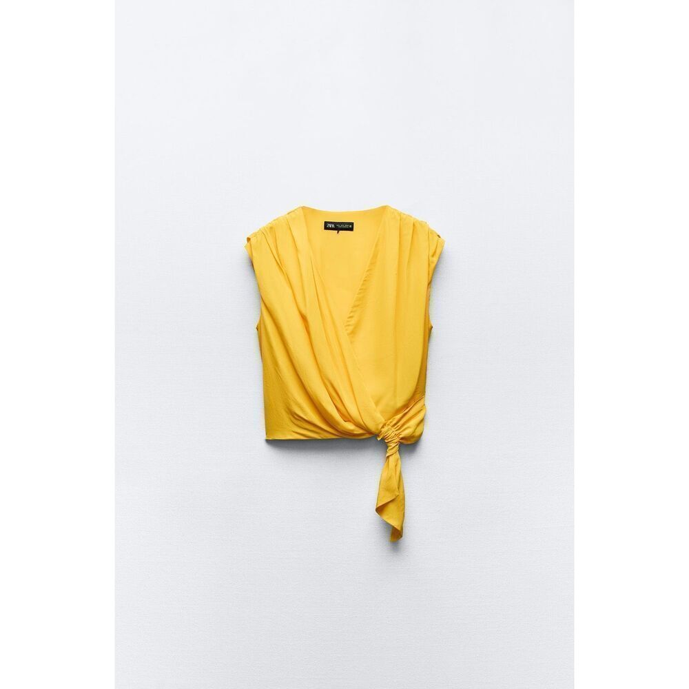 Zara Yellow Knotted Draped Top NWT sz: Small🩶